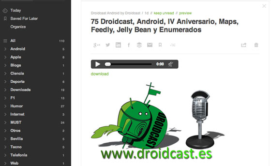 Droidcast Feedly